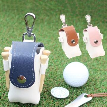Factory Direct PU Leather Golf Ball Pouch & Tee Holder with Hook - Compact Storage Case for 2 Balls