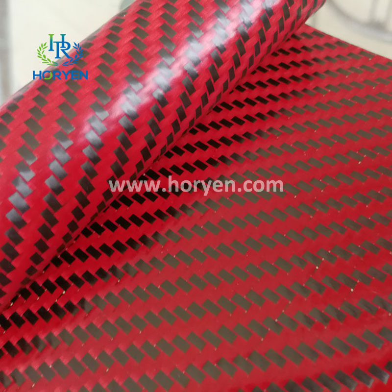 Colored leather hybrid carbon fiber fabric for bag