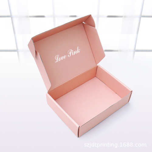 Benutzerdefinierte rosa Farbe Wellpappe Versandkarton Kleidung Verpackung