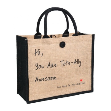 OEM Custom Logo Reusable Jute Burlap Bags with Button Accessories