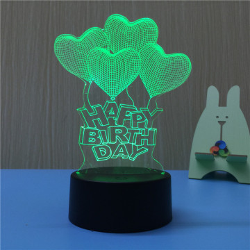 7 Changing Colors 3D Illusion Lamp - Touch USB Night Light for Birthday Gifts & Decorations