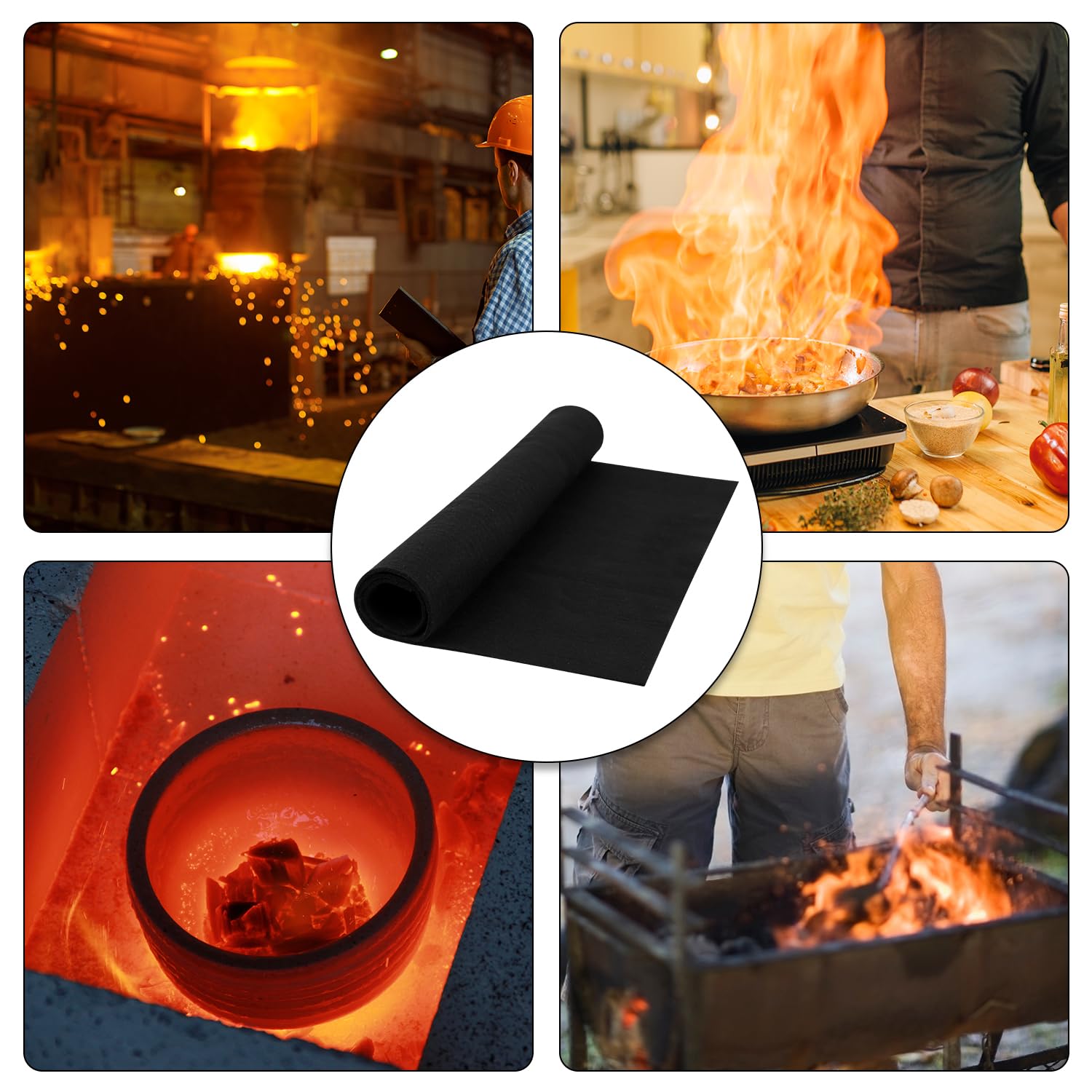 2/3/4/5/7/8/10MM Thickened Carbon Felt Welding Mat Flame Fire Retardant Protective Pad for Glass Blowing Camping Stove BBQ Grill3