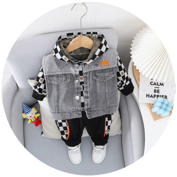 Kanak-kanak Fesyen Cowboy Vest Cotton Hooded Sweater