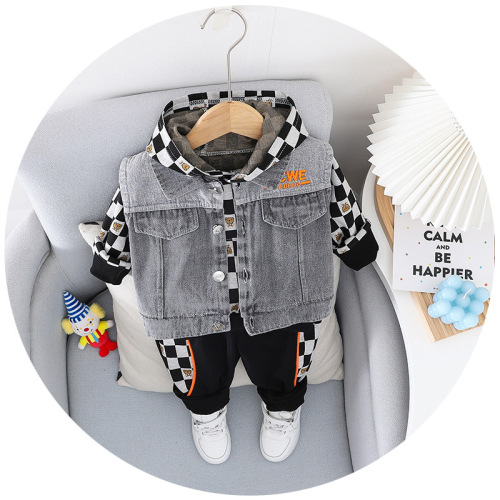 Fashion Children Cowboy Vest Cotton Hooded Sweater