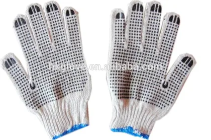 bleach white cotton knitted glove safety products cotton knitting glove HKC5001