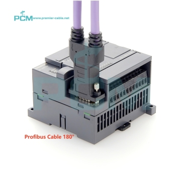 Profibus DP Bus M12 to DB9 PG Connector Cable with 180 Degree Bend for PLC Compatibility, 2m Length - Suitable for Siemens Repeater