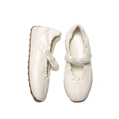 Ballet-Inspired Pearl Sneakers for Women's Casual Wear