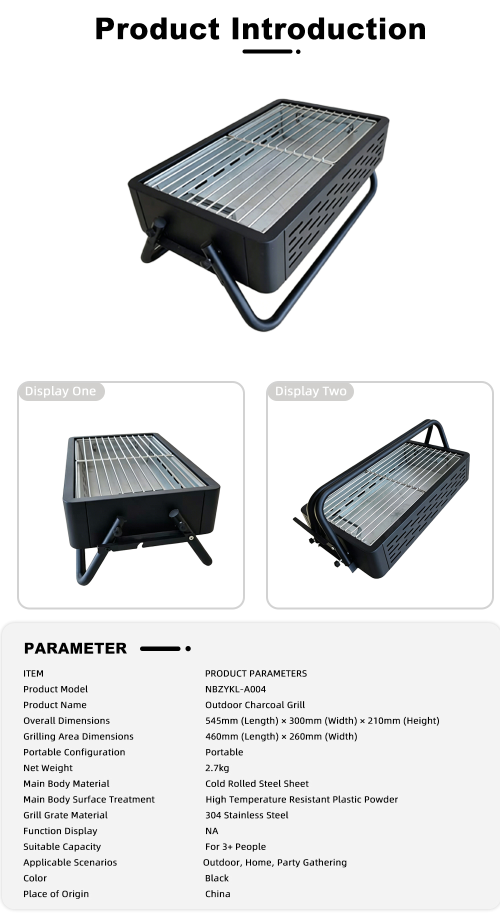 Portable Handheld Charcoal Grill for Camping x