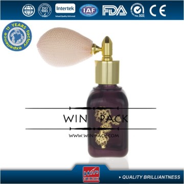 30ml amber square gasbag bottle with blue color gasbag sprayer, colored gasbag bottle manufacturer