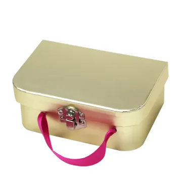 Golden Foil Paper Suitcase With Ribbon
