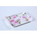 Customized pattern melamine home kitchen tray with handle