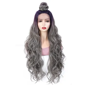2020  X-TRESS  heat synthetic wig deep loose wave gray color 28inch moon part lace frontal wig for European wholesale