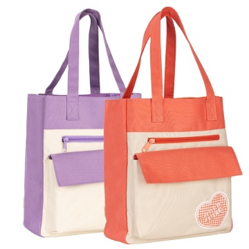 Large Capacity Purple Orange Heart-Shaped Tutorial Bag for Students