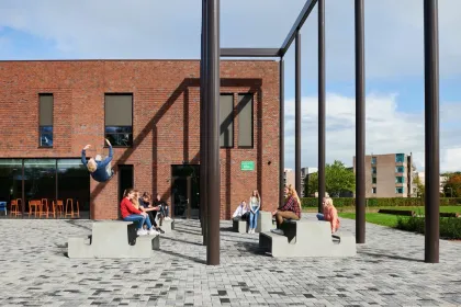 Table Chair Integrated Rectangular Concrete Outdoor Table