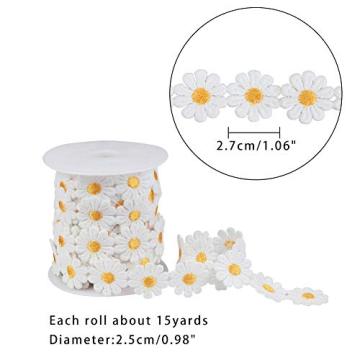 Ren Daisy Flower Ribbon Thêu Đám cưới nhựa