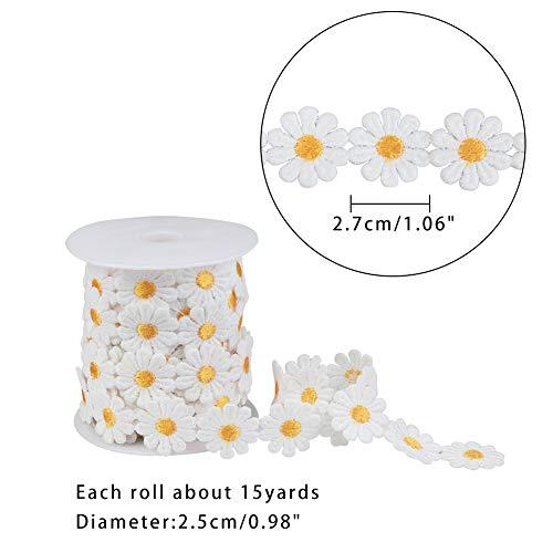 Ren Daisy Flower Ribbon Thêu Đám cưới nhựa