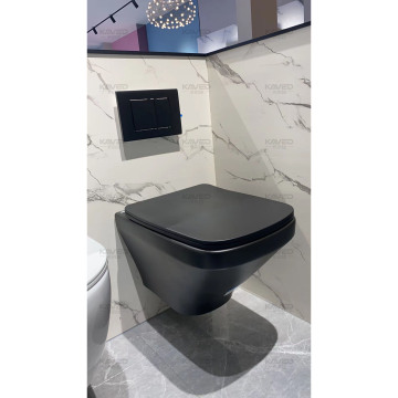 Modern Black Wall-Mounted Toilet Set: Wall-Hung Toilet and Tank