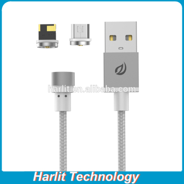 WSKEN 2 in 1 Durable Fabric Braided Magnetic Charge Cables With Round Detachable Connectot For iPhone and Android