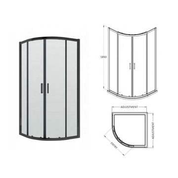 Clear Waterproof PTB 6mm Bathroom Enclosure with Modern Matt Black Frame - Factory Direct Sales