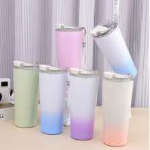 Stainless steel striped insulated straight cup