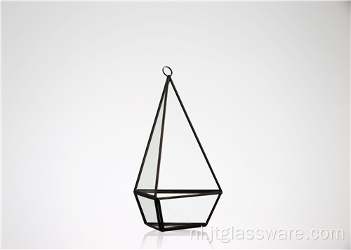 Helder geometrisch glazen terrarium lantaarn tafelblad