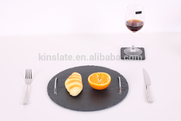 round slate serving plate, round serving plate, stone serving plate
