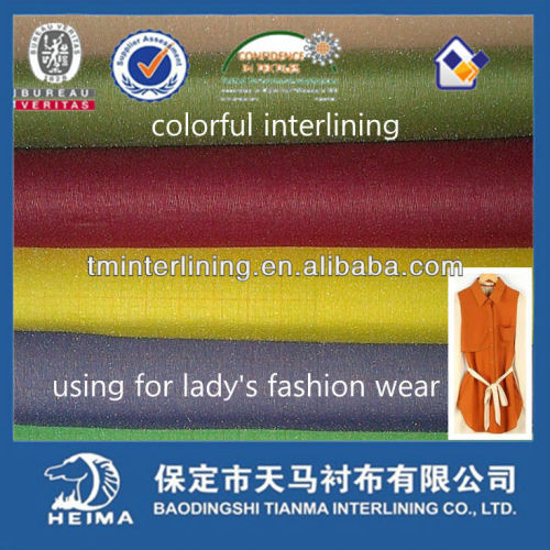 lady's fusible interlining fabric for women's suit/uniform/casual clothes