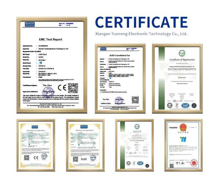 Singleshear Load Cell Certificate