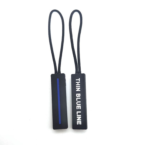 Black Zip Puller Custom Logo PVC Zipper Pull
