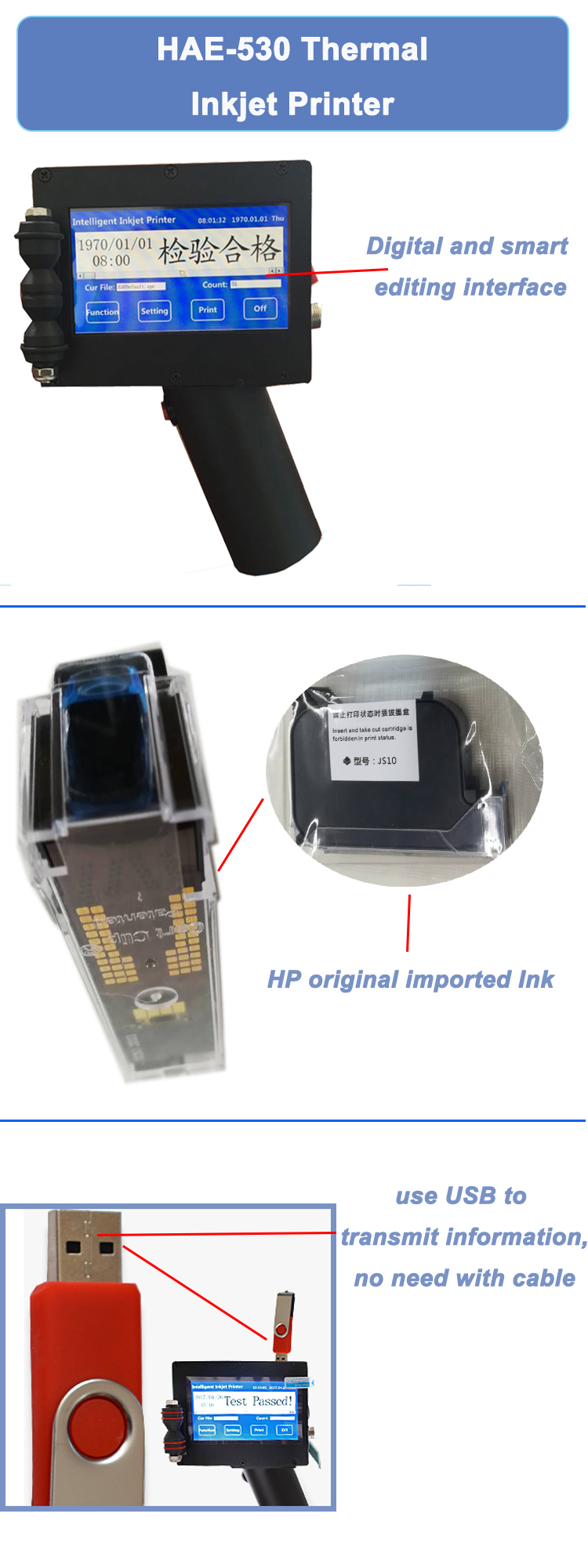 HAE-530 Black Jet Ink Inkjet Printer