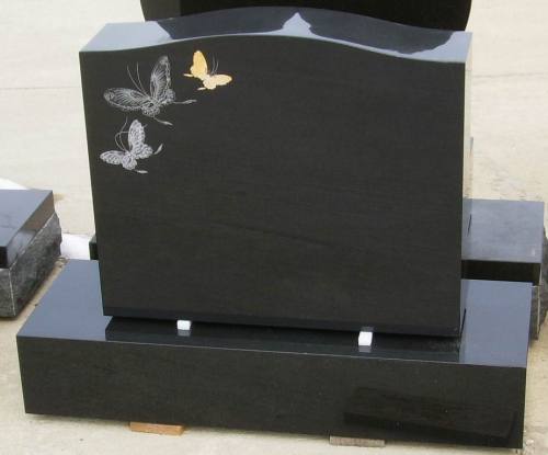 Chinese Black Granite Monument Headstone with Butterfly