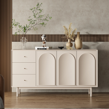 Wabi-Sabi Shoe Cabinet: French Cream White Entry Door Dining Side Cabinet