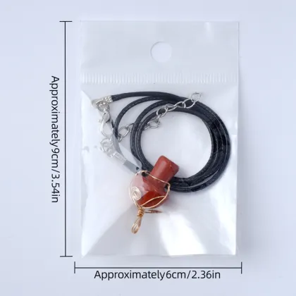 Natural Healing Stone Mushroom Pendant Necklace Gold Wire Wrapped Gemstone Quartz Mushroom Stone Pendants for Women Girl Jewelry