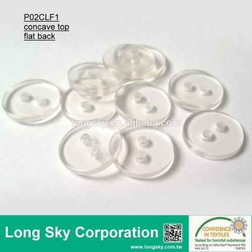 (#P02CLF1) 2 holes concave top clear resin knitted top plastic button