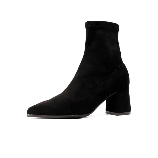 2021 high heel flyknit with microfiber fabric boots