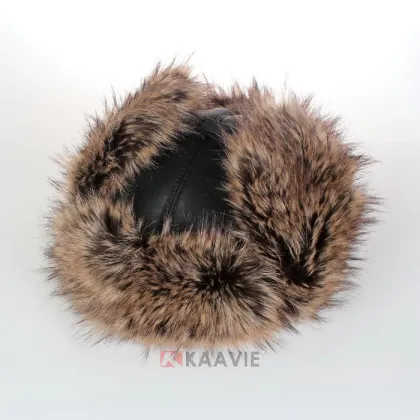 custom real leather plush fur trapper hat
