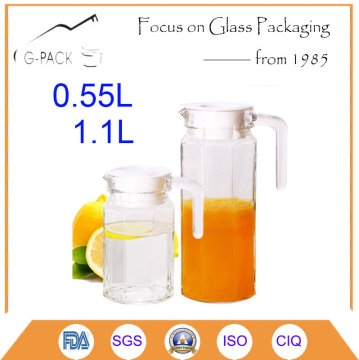 Water Glass Jug with Cap and Decoration
