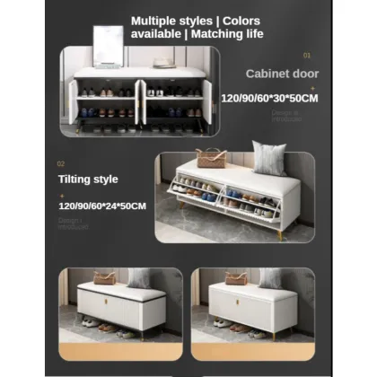 Shoe cabinet household door light luxury shoe cabinet with seat stool shoe stool shoe rack
