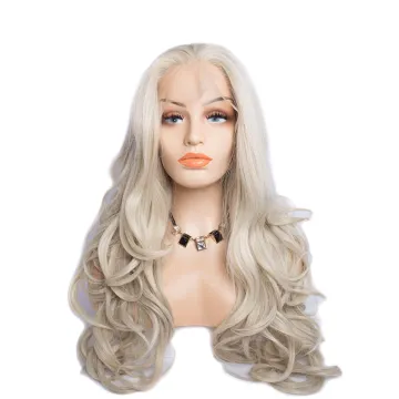Cosplay longest 16/1001# Blonde Body Wave Middle Part Heat Resistant Synthetic Lace Front Wigs Fiber Hair For Women