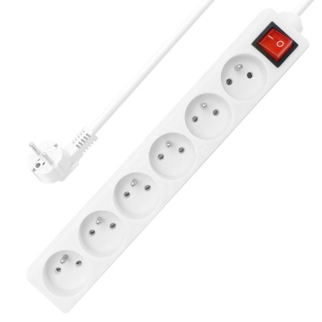 Black 5 Outlet Extension Socket mit 1,5 m Kabel, USB -Anschlüssen und Schalter - Französischer Standard -Steckdose