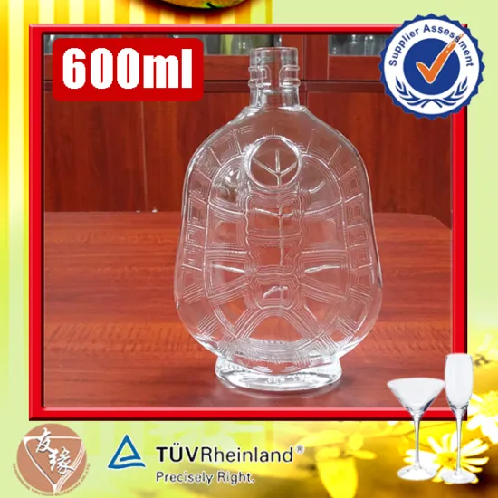 600ml fancy embossed turtle animal shaped glass bottles