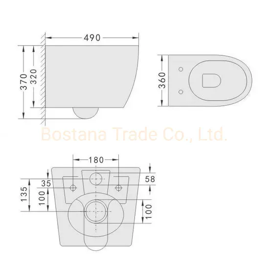 Watermark Bathroom Ceramic Sanitary Ware Round Wall Hung WC Toilet Set