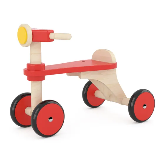 Wooden Kids Balance Bike: Four-Wheeled Walker Toy Without Pedals