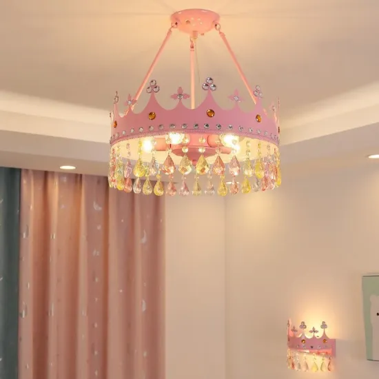 Pink Chandelier Cartoons LED Pendant Lights for Kids