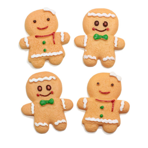 Cartoon Christmas Gingerbread Man Cookies Flatback Resin Cabochon For Hair Bow Center DIY Scrapbooking Decoration Accessories