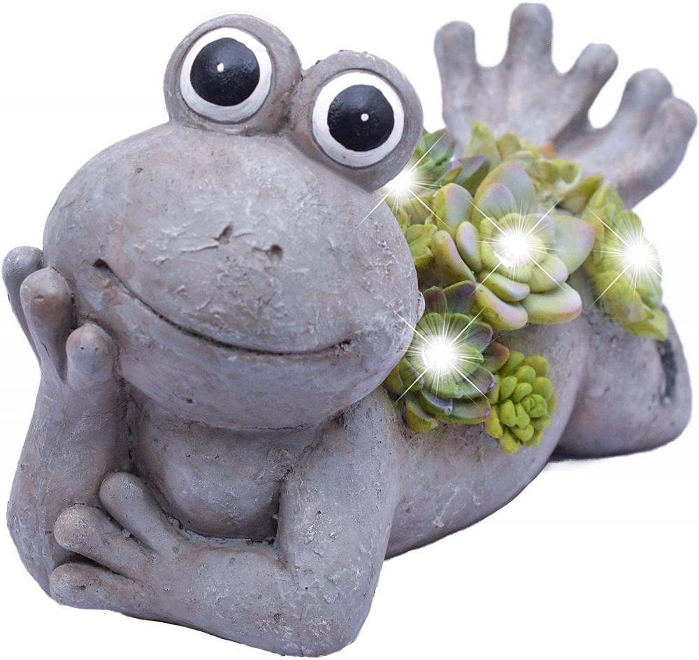 Froschgartenstatuen mit solaren Leuchten