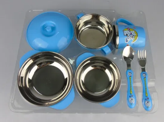 Children's Anti Scald Cartoon Set Stainless Steel Bowl