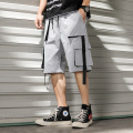 Streetwear 2021 Summer Casual Shorts Men Fashion Ribbons Pockets Cargo Shorts Bermuda Solid Hip Hop Men's Shorts
