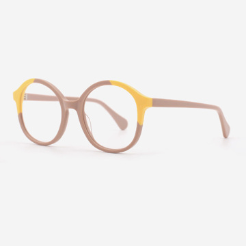 Retro Round Laminated Acetate Women`s Optical Frames 23A3047