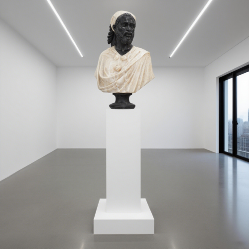 Color-Blocked Marble Bust Dual-Tone Classical Sculpture